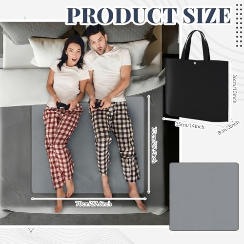 Fanfanwin 1 Sets Waterproof Mat 27.56 x 27.56 Inch, Reusable Gray Blanket with Black Tote Bag, Quiet & Easy Pad for Multi Functional Bed Sheet
