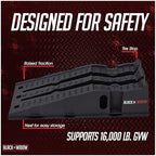 Black Widow 13" W Stackable Plastic Car Service Ramps – 16,000 lb. GVW Capacity per Pair, Lightweight High-Impact Grid Design, 6.25” Lift Height, Built-in Handles