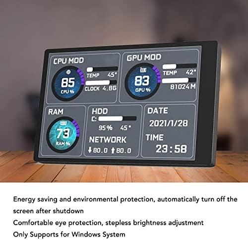 3.5in Computer Temp Monitor, PC Sensor Panel Display, PC CPU HDD Data Monitor Computer Temperature Display for System(3.5inch)
