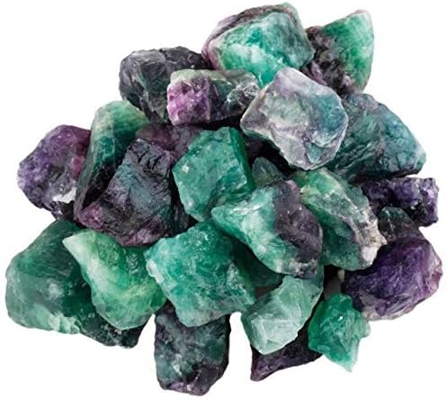 Crocon 1LB Fluorite Rough Bulk Natural Stone Raw Gemstone Tumbling Cabbing Polishing Gem Mining Chakra Balancing Reiki and Crystal Healing Good Luck Home Office Decor