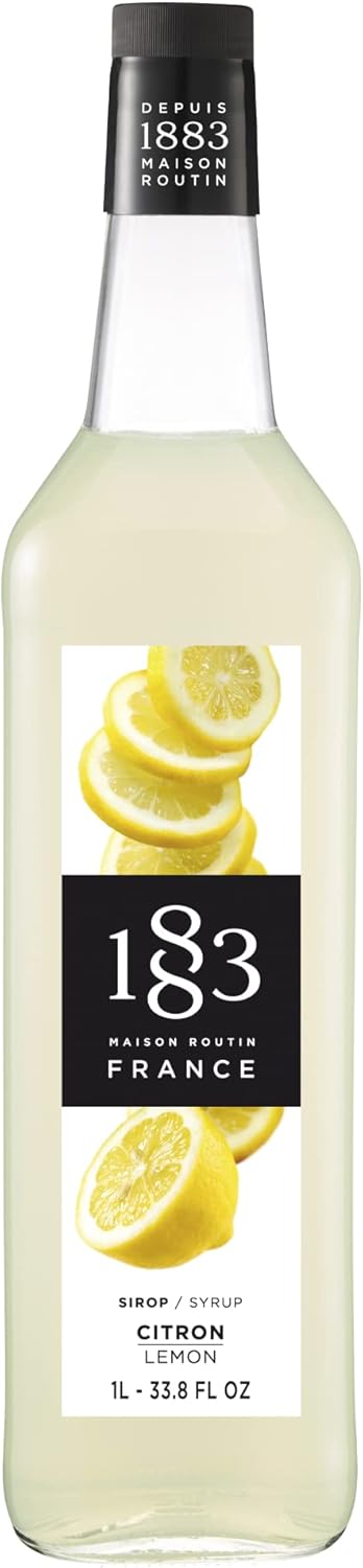 1883 Lemon Syrup for Drinks, Made in France, 1 Liter Glass Bottle