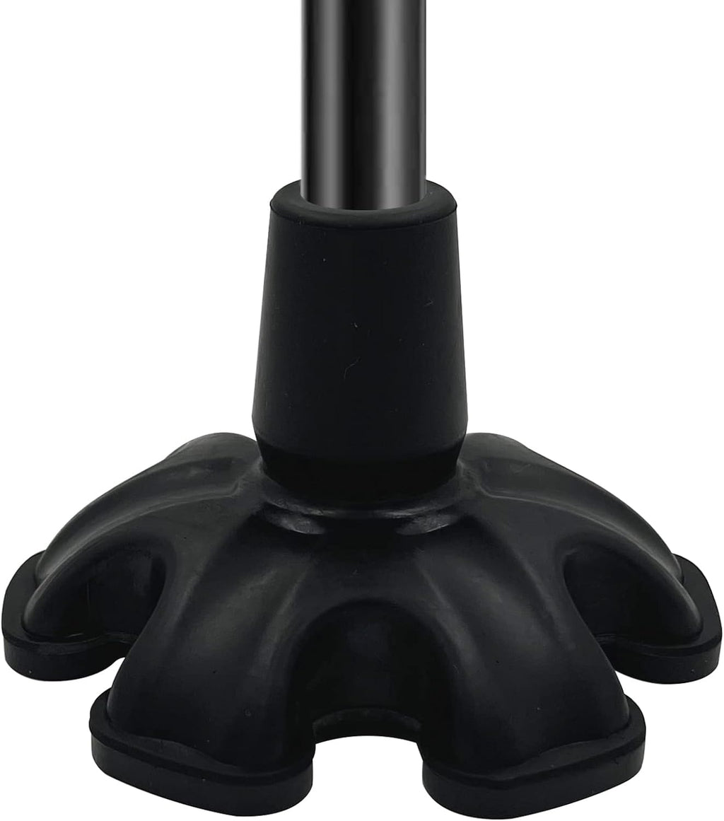 XSL Cane Tips - 3/4 Inch Replacement - Heavy Duty Rubbers Self Standing 6 Support Feets Base Replacement Walking Canes, Walking Sticks, Folding Canes - 6 Prong Rubber Cane Foot Pad (Black)