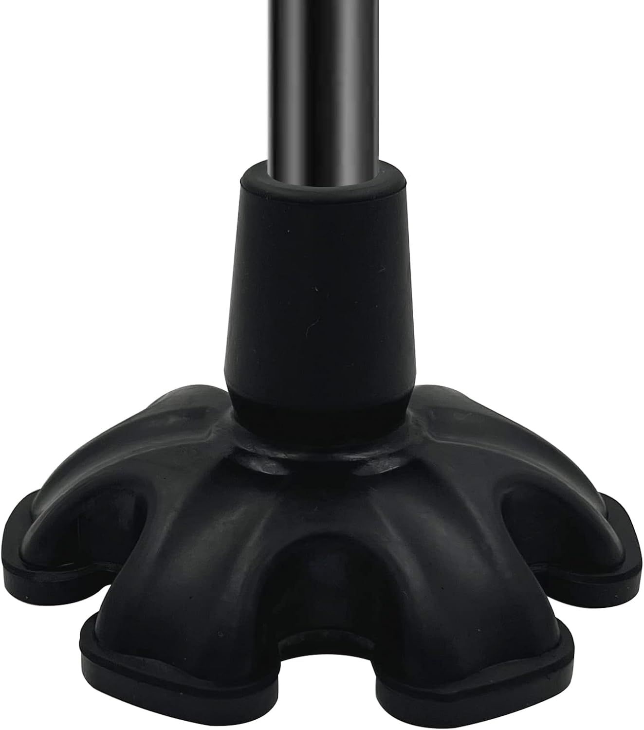 XSL Cane Tips - 3/4 Inch Replacement - Heavy Duty Rubbers Self Standing 6 Support Feets Base Replacement Walking Canes, Walking Sticks, Folding Canes - 6 Prong Rubber Cane Foot Pad (Black)