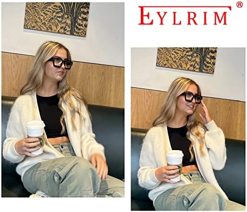 EYLRIM Thick Square Frame Blue Light Glasses for Women Men Non Prescription Computer Eyeglasses