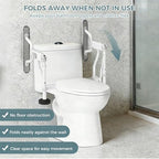 AbyssZen Folding Toilet Safety Rails - Adjustable Bathroom Support Frame with Foldable Arms for Elderly, Seniors, Post-Surgery Recovery, and Pregnant Women - Tool-Free Installation, Sturdy Grab Bar