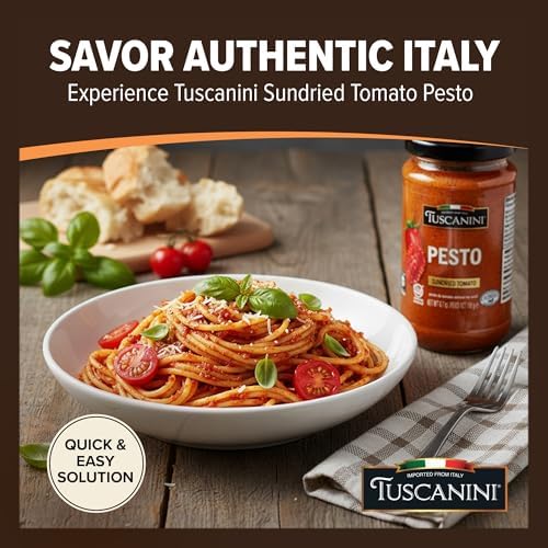 Tuscanini Pesto Variety Pack, Basil & Sun-Dried Tomato, 6.7 oz (2 Pack) | Imported Gourmet Pesto | Dairy-Free | Nothing Artificial