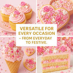 Confect Pink Mini Roses I Silver Hearts & Vermcelli and White Pearls | Anniversary Sprinkles | Sprinkles for Baking & Cake Decorative | Edible sprinkles - Vegan, Gluten-Free, Nut-Free, Soy-Free, Dairy-Free , Handcrafted Sprinkle 5 Oz
