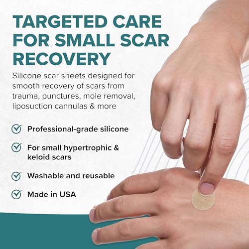 Epiderm Silicone Scar Circles – Silicone Scar Patches for Face & Body – Reusable Adhesive Scar Dots for Small, Targeted Areas – Keloid & Surgical Scars (6-Pack)