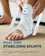 White Quick Lace Up Ankle Brace for Women Men with Removable Splints, Adjustable Ankle Support for Achilles Tendonitis, Ankle Sprain & Swelling Relief for Volleyball, Running & Daily Wear, L