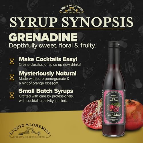 Liquid Alchemist Grenadine Syrup for Cocktails | Real Ingredients Make our Pomegranate Syrup for Drinks the Perfect Shirley Temple Mix | Small Batch, Non-GMO & Vegan | 12.7 oz Drink Mixer, Pack of 1