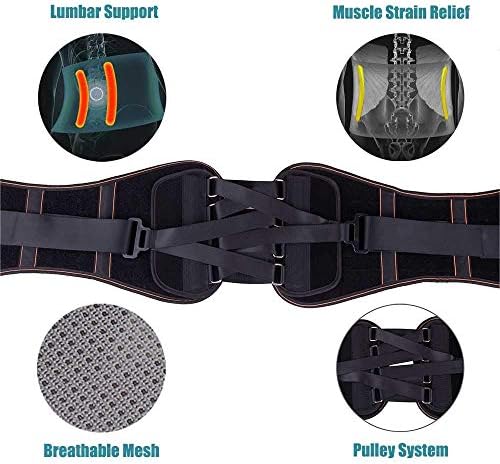 King of Kings Lower Back Brace Pain Relief with Pulley System - Lumbar Support Belt for Women and Men - Adjustable Waist Straps for Sciatica, Spinal Stenosis, Scoliosis or Herniated Disc - Large