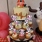 Rsstarxi 36 Pack Cow One Cupcake Toppers Farm Animals First Birthday Cupcake Picks for Cow 1st Birthday Baby Shower Kids 1st Birthday Party Cake Decorations Supplies