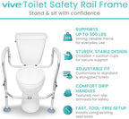 Vive Toilet Safety Rail Frame - Toilet Grab Bars for Elderly, Disabled - Assist Support Rails with Padded Handles - Stand Alone for Bathroom - Adjustable Non Slip for Adults, Seniors, Handicapped