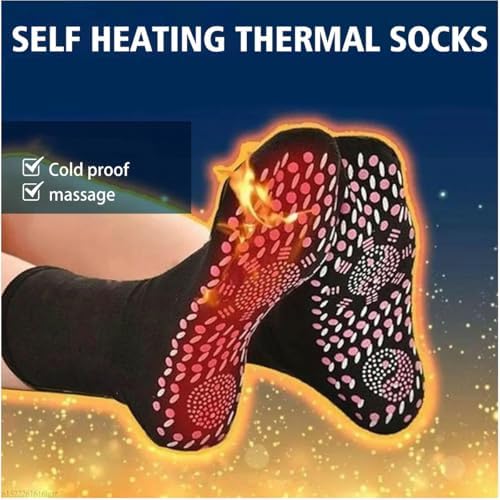 3 Pair Tourmaline Thermal Circulation Acupressure Self-Heating Shaping Socks,AFIZ Tourmaline Health Sock,Foot Massage Thermotherapeutic Sock(Black)