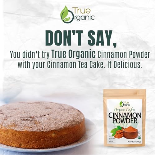 True Organic Ceylon Cinnamon Powder |2 lb, Premium Grade | Gluten Free, USDA & Kosher Certified, Organic Cinnamon powder | Ground cinnamon | Non-GMO, Ceylon Premium Quality.