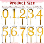 0-9 Number For Cake Topper,10 Pcs Gold Acrylic Number Cake Topper for Birthday Party Wedding Anniversary Cake Decorations