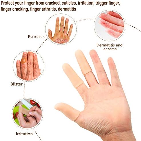 Frienda 30 Pieces Gel Finger Protector Cots Silicone Cover Cap Sleeves for Finger Cracking Trigger Support(Apricot)