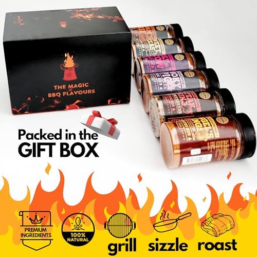 SALDVA Gift Selection of Premium BBQ Seasonings - Holy Cow, Angel’s Wings, Smoky Pig, Sweet Texas, Steak King & Adam's Ribs BBQ Rubs | Pack of 6 | 100% Natural | Spice Gift For Foodie