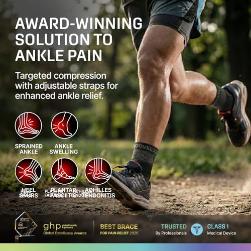 Modvel Foot & Ankle Brace Socks with Adjustable Support Strap – Compression Sleeve for Sprained Ankle, Plantar Fasciitis Relief Tendonitis & Arthritis, Stabilizing Foot & Ankle Support for Women & Men