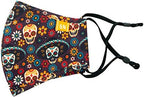 Spring Notion Reusable Washable Halloween Day of the Death Cotton Cloth Face Mask for Adults and Kids Day of the Death Skull Sombrero M