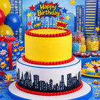 City SuperHero City Skyline Skyscappers Edible Cake Decoration Topper (White)