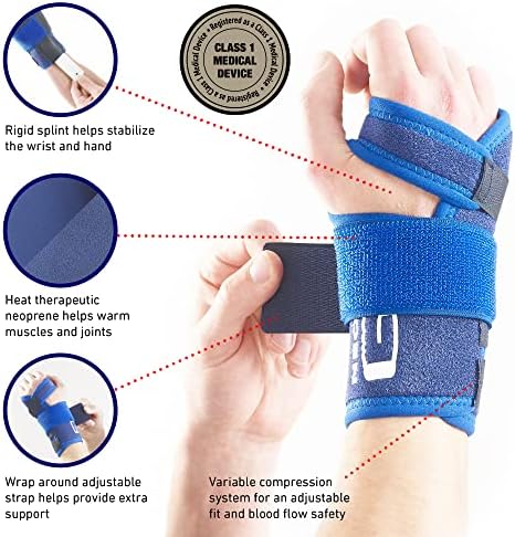 Neo-G Stabilized Carpal Tunnel Wrist Brace - Tendonitis Wrist Brace - For Arthritis, Tendonitis, Joint Pain, Sprains - Adjustable Compression - Right Hand - Class 1 Medical Device