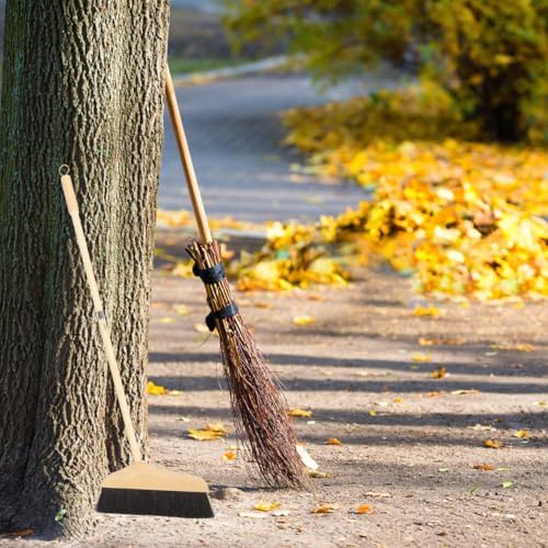 Horse Hair Broom with Long Handle: Wooden Heavy Duty Floor Broom Soft Bristle Pine Sweeper Household Cleaning Tool for Home Kitchen Office Indoor Outdoor