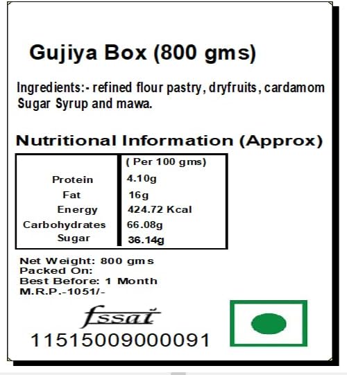 Ghasitaram Gifts Rakhi Gifts for Brothers Rakhi Sweets - Gujiya Box (800 GMS) with Beads Rakhi