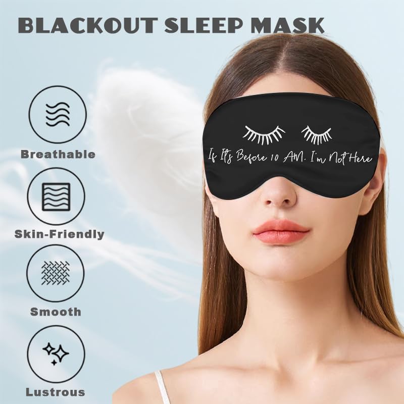 Funny Silk Eye Mask for Sleeping Travel Gifts Humorous Printed Eyes Cover for Him Her Nap Meditation Night Sleep Blindfold Elastic Strap Satin Nighttime Eyeshade Light Blocking Sleep Masks