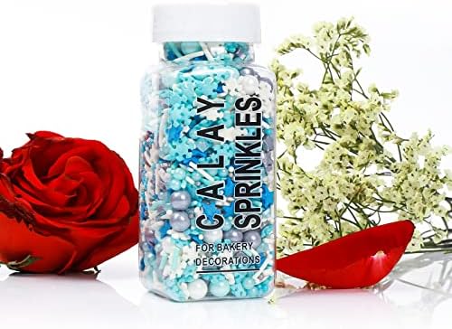 Snowflake Sprinkles, Frozen in Sugar Sprinkle Mix, Blue Sprinkles, Baking Cake Cupcake Toppers, Cookie Decorating, Ice Cream Decorations Celebrations Shaker Jar Wedding Christmas Party