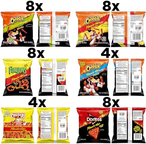 Frito-Lay Flamin' Hot Mix, Variety Pack, 3.34 Pounds, (Pack of 40), Packaging May Vary