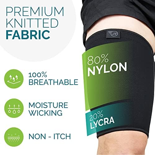 Thigh Compression Sleeve for Men & Women | Thigh Brace for Sciatica Pain Relief, Leg Injury, Hamstring & Hip Support | Ideal for Running & Workout (X-Large, Black)