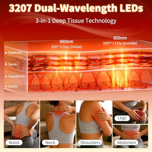 Full Body Red Light Therapy Mat with 3207 LEDs, 3-in-1 660nm & 850nm TPU Infrared Light Blanket, 74.8" x 36" Foldable Therapy Pad with Timer Controller Pulse Modes for Home Use 260W