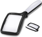 Folding Handheld Magnifying Glass with Light, 5X Large Rectangle Reading Magnifier with Dimmable LED for Seniors with Macular Degeneration, Newspaper, Books, Small Print, Lighted Gift for Low Visions