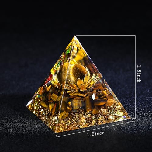 Orgone Pyramid Healing Crystals Set – Positive Energy Generator for Meditation, Focus & Emotional Balance. Home Office Spiritual Decor Gift (Citrine)