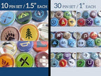 Scout Badges, Merit Badges Pins - Outdoor Nature Camp Badges Pins - Set of 10 or 30