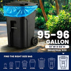 Plasticplace 95 Gallon Recycling Trash Bags, 61"W x 68"H, 1.5 Mil, Blue, 25 Count (Pack of 1)