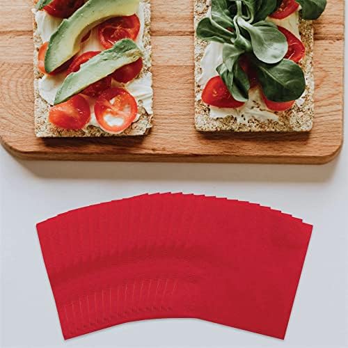 JAM PAPER Small Beverage Napkins - 5 x 5 - Red - 50/Pack