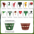 Hooqict 48 Pack Football Cupcake Toppers and Wrappers Football Cupcake Decorations Game Day Sunday Party Supplies for Sports Themed Birthday Party Decorations