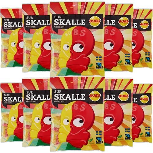 Bubs Swedish Candy Sour Skulls 10 Pack of 90g (2 POUND)
