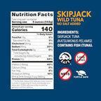 Wild Planet Skipjack Wild Tuna, No Salt Added, Canned Tuna, Sustainably Wild-Caught, Pole & Line, Non-GMO, Kosher, 5 oz, Pack of 4, Packaging May Vary