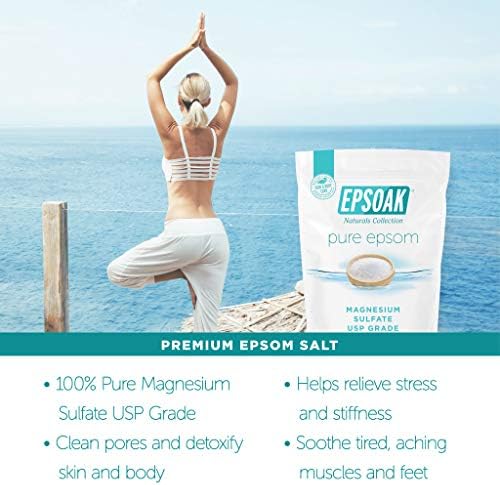 Epsoak Epsom Salt 19 lb. Magnesium Sulfate USP. Resealable Epsom Salt Bag Unscented, Made in The USA, Cruelty-Free Certified