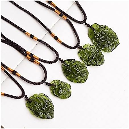 Czech Meteorite Impact Glass Crystal Necklace Pendant Energy Stone Healing Crystals Green Moldavite Jewelry, 11223S1BOTTON