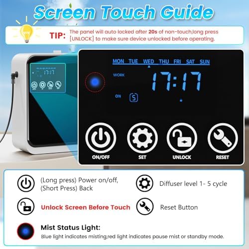 Waterless Essential Oil Diffuser,Hotel Home Aromatherapy Scent Diffuser with Smart APP & Touch Screen,250ml Capacity,1500 sq.ft Coverage|Large Room Oil Diffusers for Hotel Collection