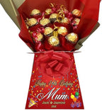 Personalized Chocolate Candy Hamper Gift Bouquet Made With FERRERO (red & gold)