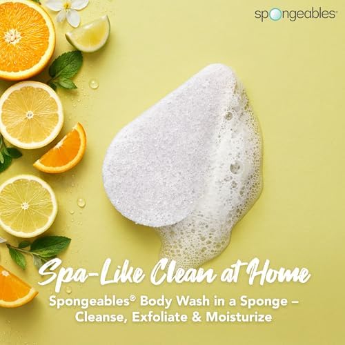 Spongeables Exfoliating Body Wash in a 20+ Wash Sponge, Vitamin C, 1 Count