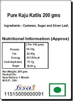 Ghasitaram Gifts Bhaidooj Gifts Sweets - Pure Kaju Katlis Box 200 GMS