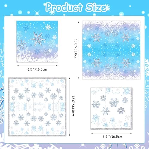 80Pcs Snowflake Paper Napkins Snowflake Winter Wonderland Theme Party Paper Napkins Disposable Snowflakes Party Napkins Set Snowflake Paper Luncheon Napkins Snowflake Winter Wonderland Theme, 6.5 in