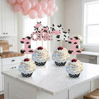 24Pcs Cow Cupcake Toppers Glitter Farm Animals One Cupcake Picks for Cow 1st Birthday Cow Theme Baby Shower Kids Birthday Party Cake Decorations Supplies