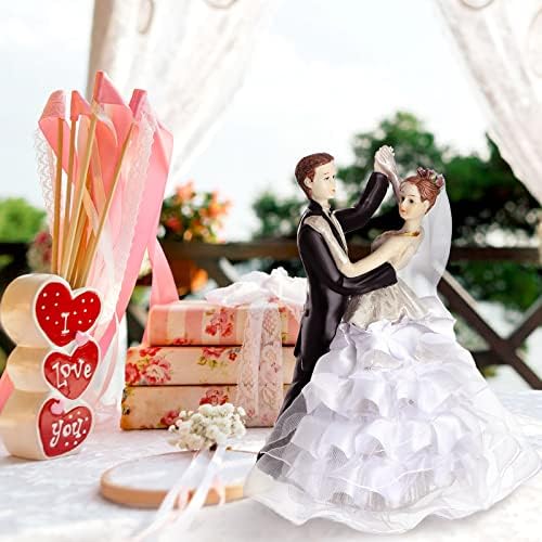 Sotiff Wedding Cake Toppers Resin Bride Groom Figurine Cake Topper for Wedding, Anniversary and Bridal Shower Decor Reusable Cakes Decoration Fits Most Cakes Sizes Fun Couple Figurines Gift